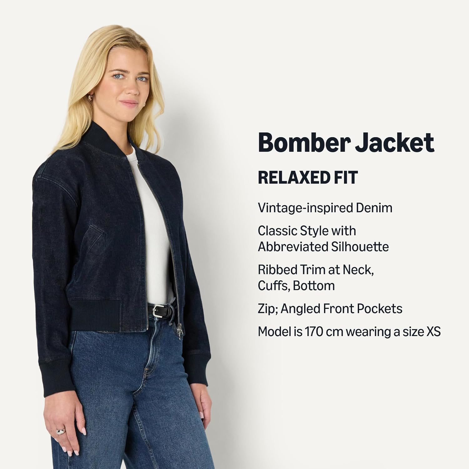 Thumbnail 1 de Amazon Essentials Women’s Relaxed-Fit Denim Bomber Jacket