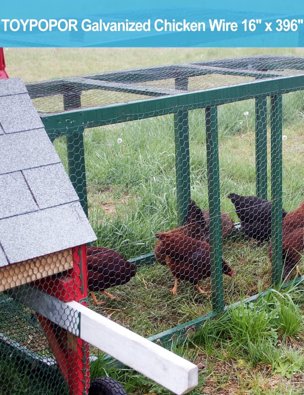 Detalle 2 de TOYPOPOR Chicken Wire 40cm x 10m: Outdoor Anti-Rust Hexagonal Galvanized Fence for Gardens