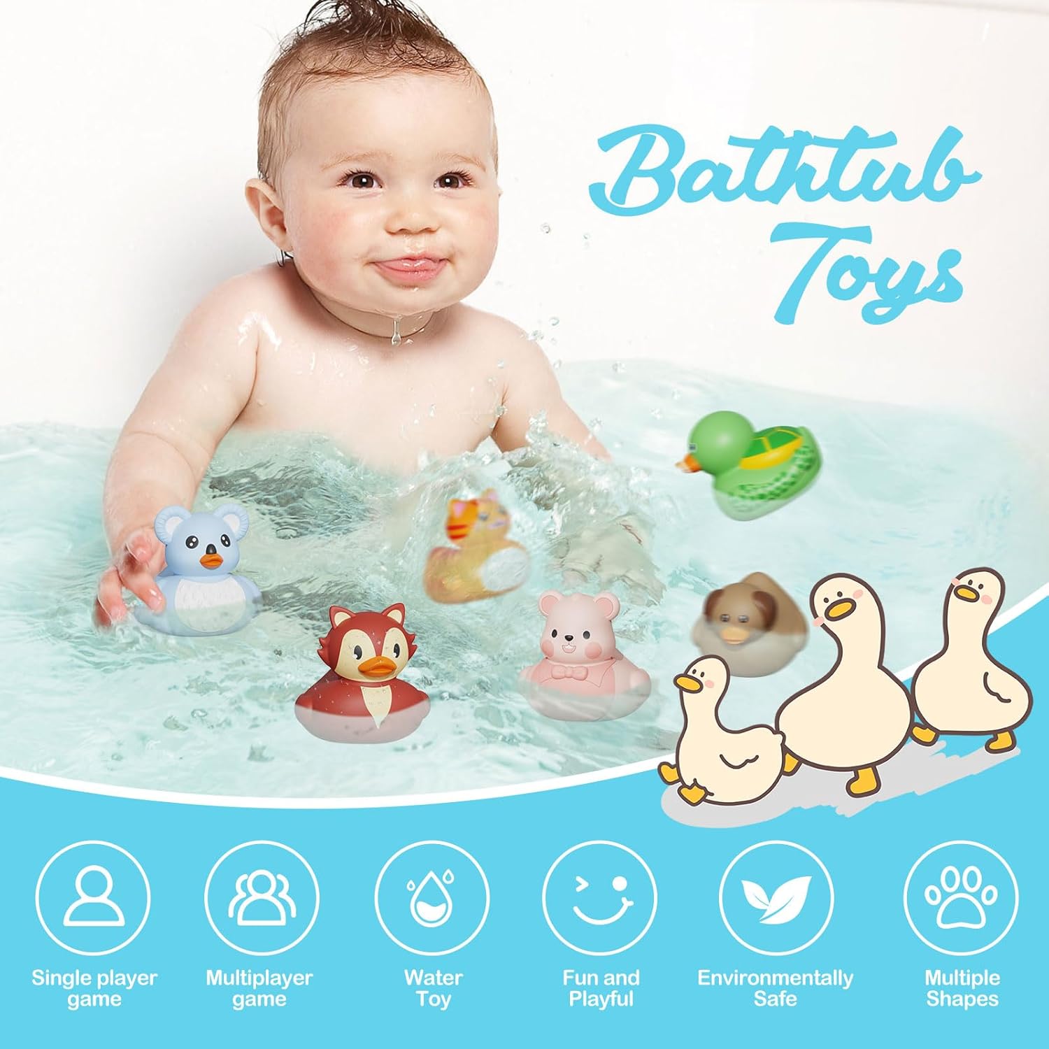 Thumbnail 2 de Pack of 25 Rubber Ducks Bath Toys for 18M+ – No Hole Design, Soft Floating Fun