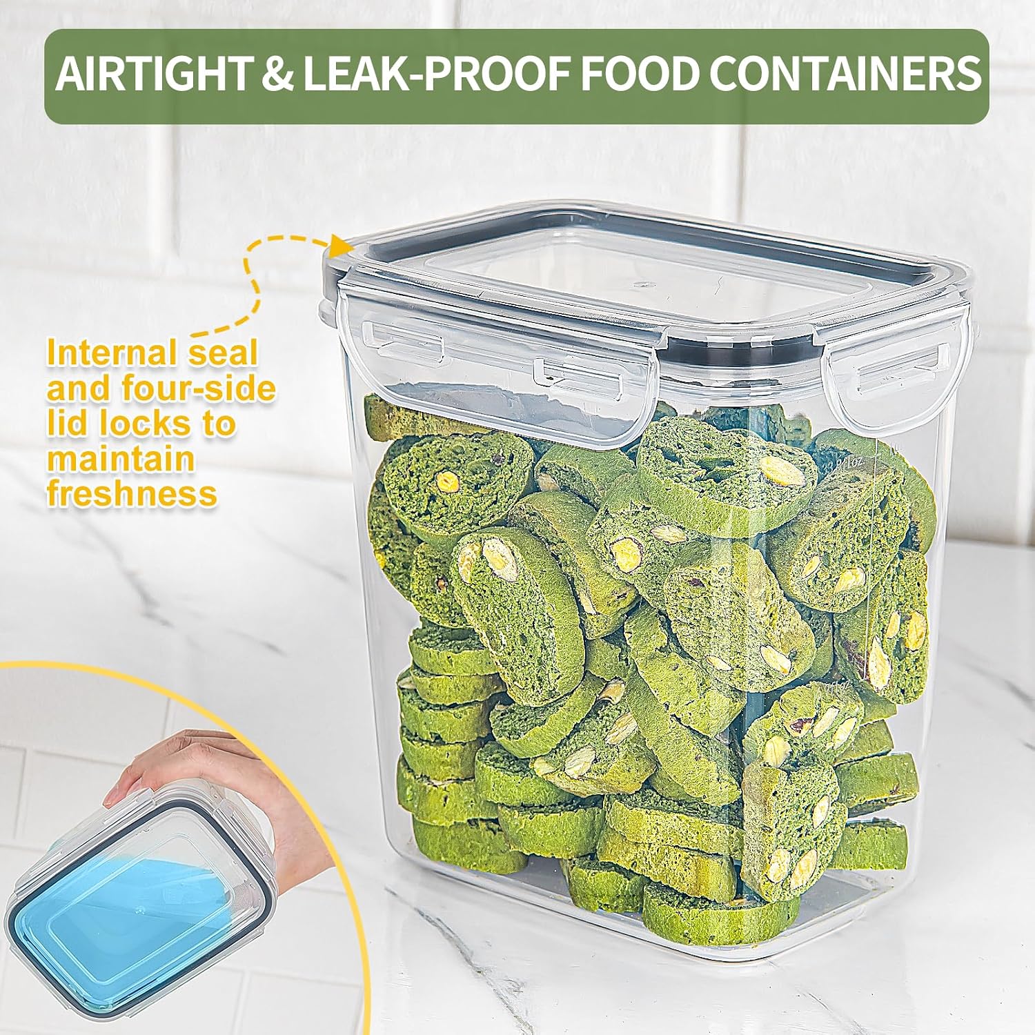 Detalle 2 de Vorratsdosen mit Deckel Luftdicht – Set aus 16 BPA-frei, stapelbar, 2,0 l/1,4 l/0,8 l