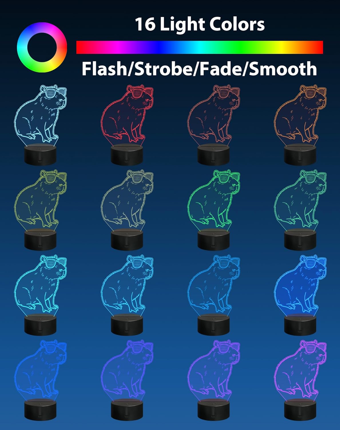 Thumbnail 3 de Magiclux Capybara Night Light with Touch & Remote, USB LED Acrylic Panel