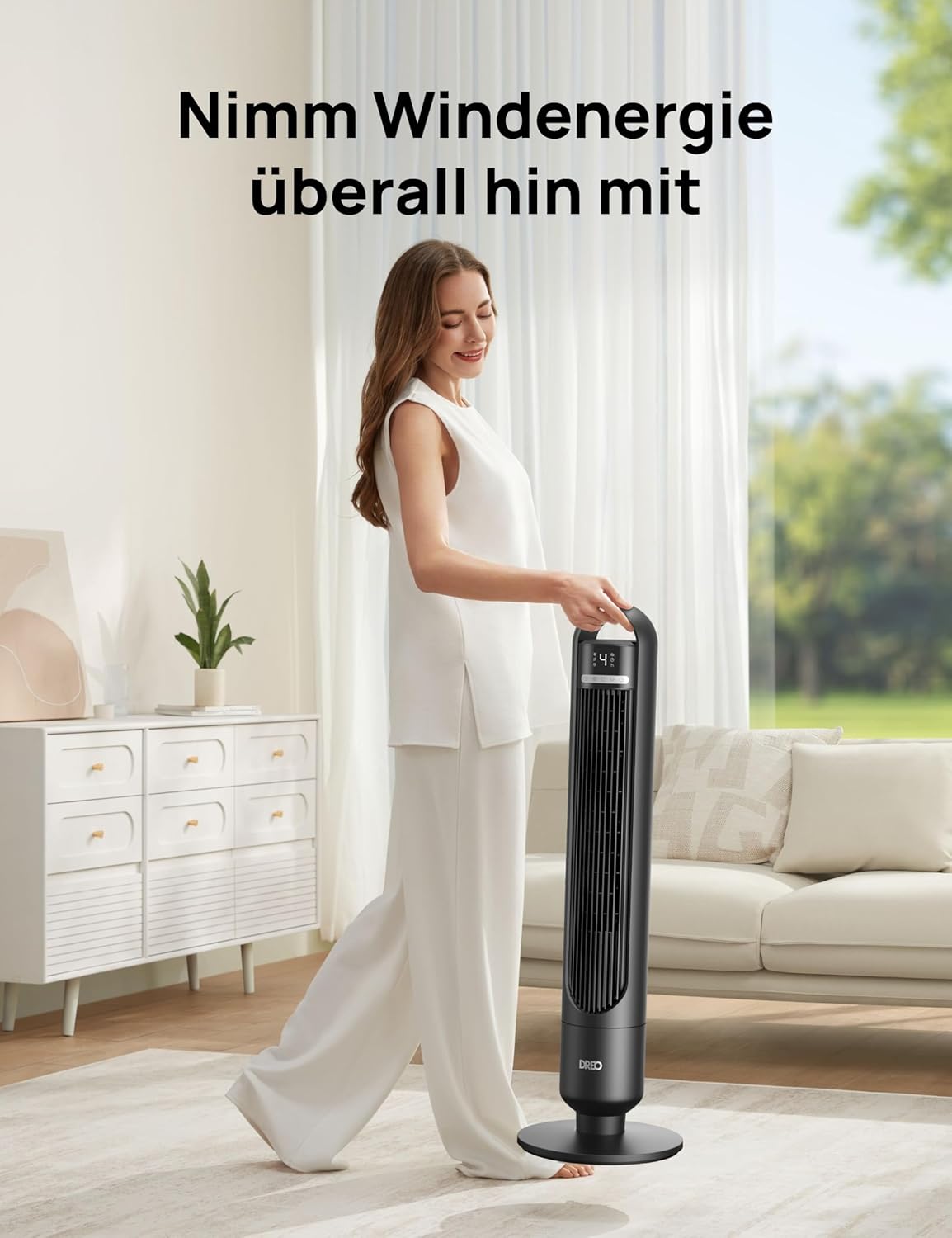 Thumbnail 6 de DREO Leiser Turmventilator mit Kühlung, Fernbedienung & 90° Oszillation – Leiser Tower Fan für Schlafzimmer