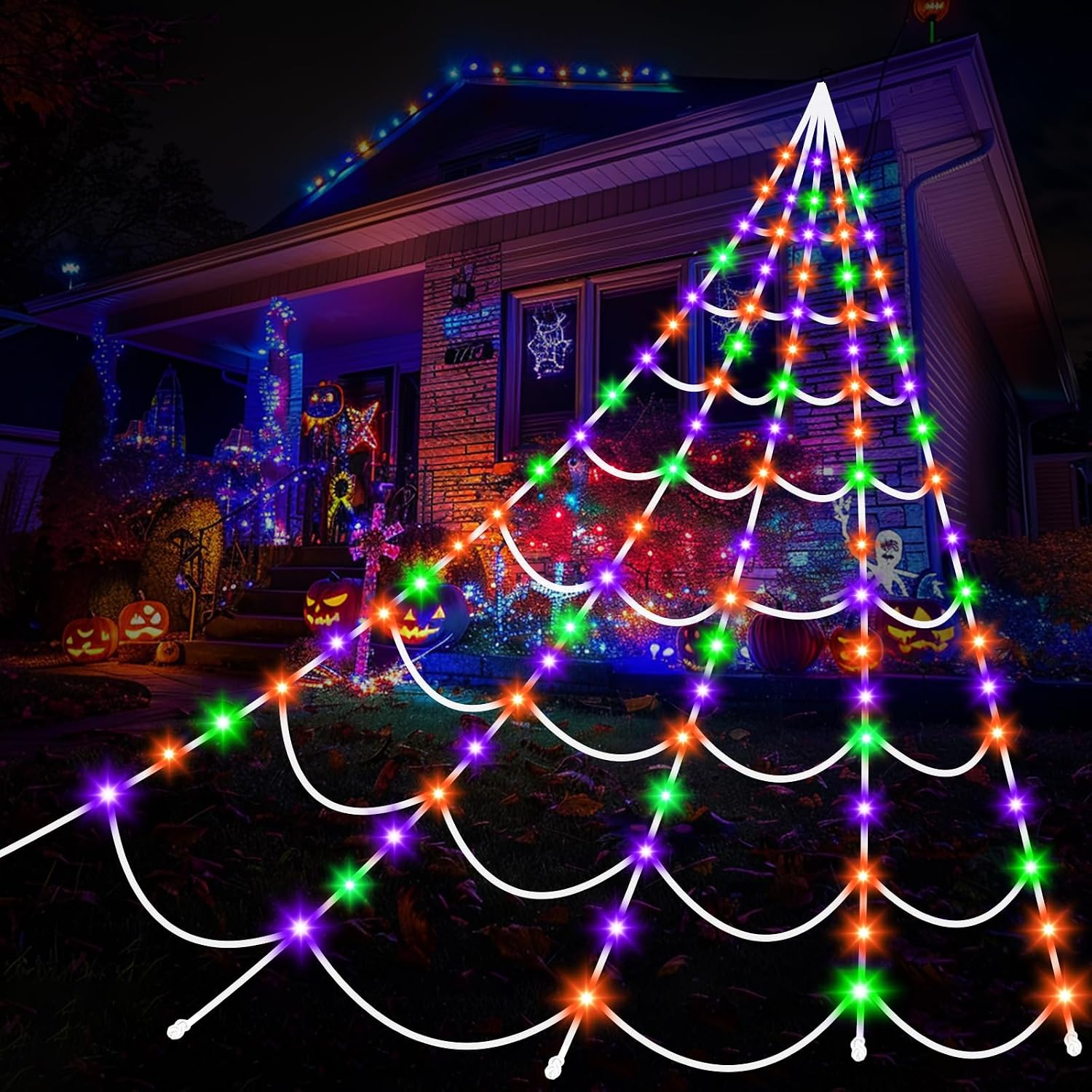 Detalle de Aitbay 241 Lighted Spider Web, 17.4-Foot Display with 150 LEDs