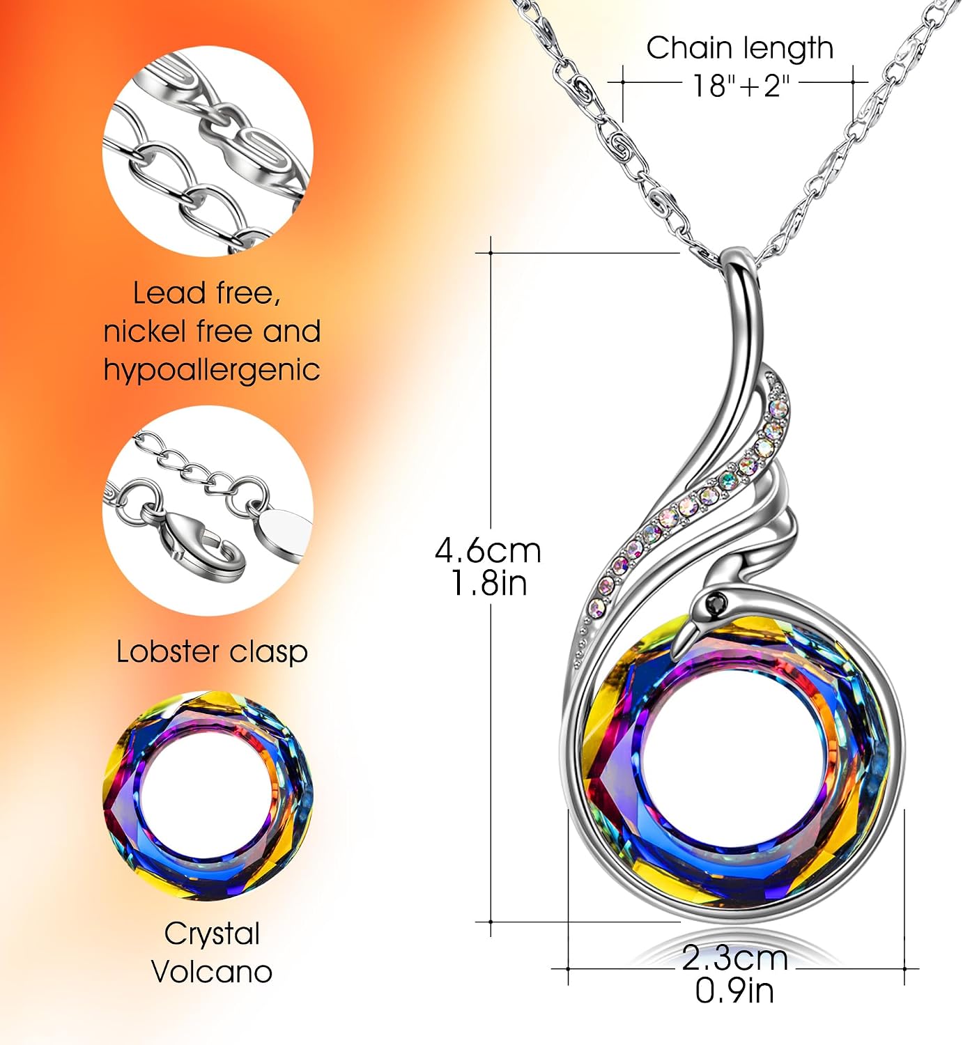 Detalle de Kate Lynn Phoenix Pendant Necklace, 18-Inch Chain