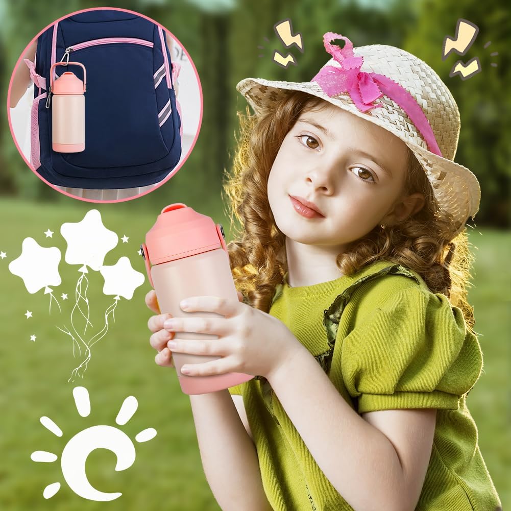 Thumbnail 6 de AMFUN Kinder Edelstahl-Wasserflasche 350 ml mit Strohhalm (BPA-frei), auslaufsicher