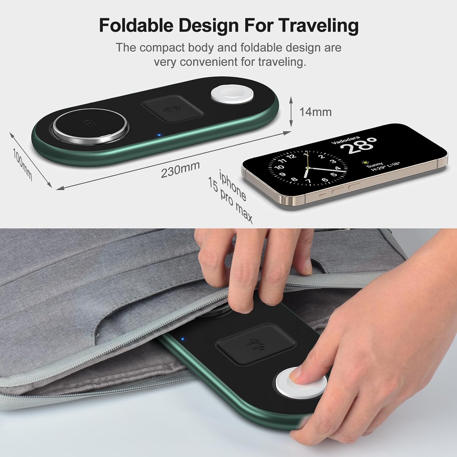 Thumbnail 4 de 3-in-1 Charging Station for Apple Devices (Mag-Safe) with Adjustable Stand for iPhone, Apple Watch & AirPods