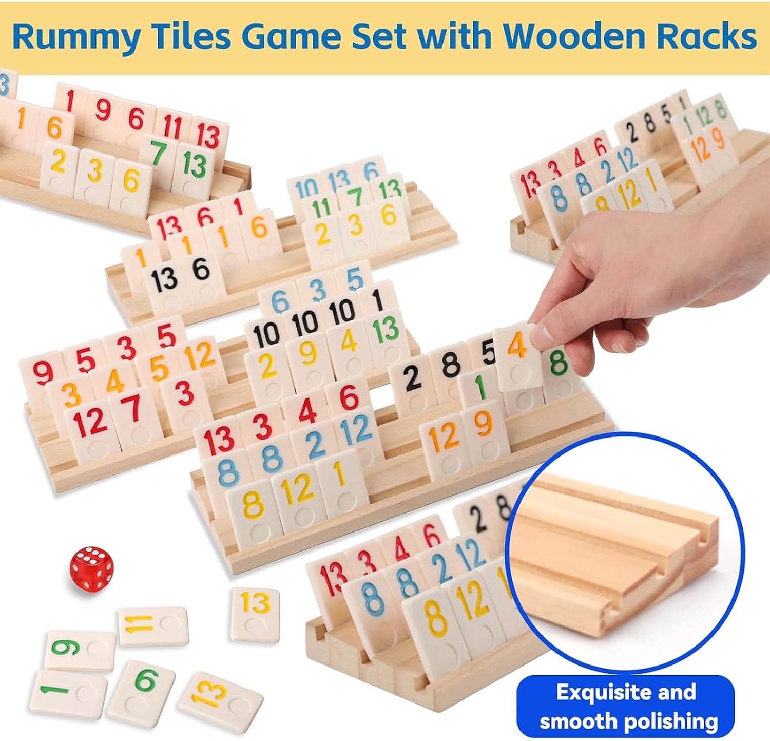 Detalle 2 de Doreimi Premium Rummy Cube Game Set โ 162 tiles ๐ฒ