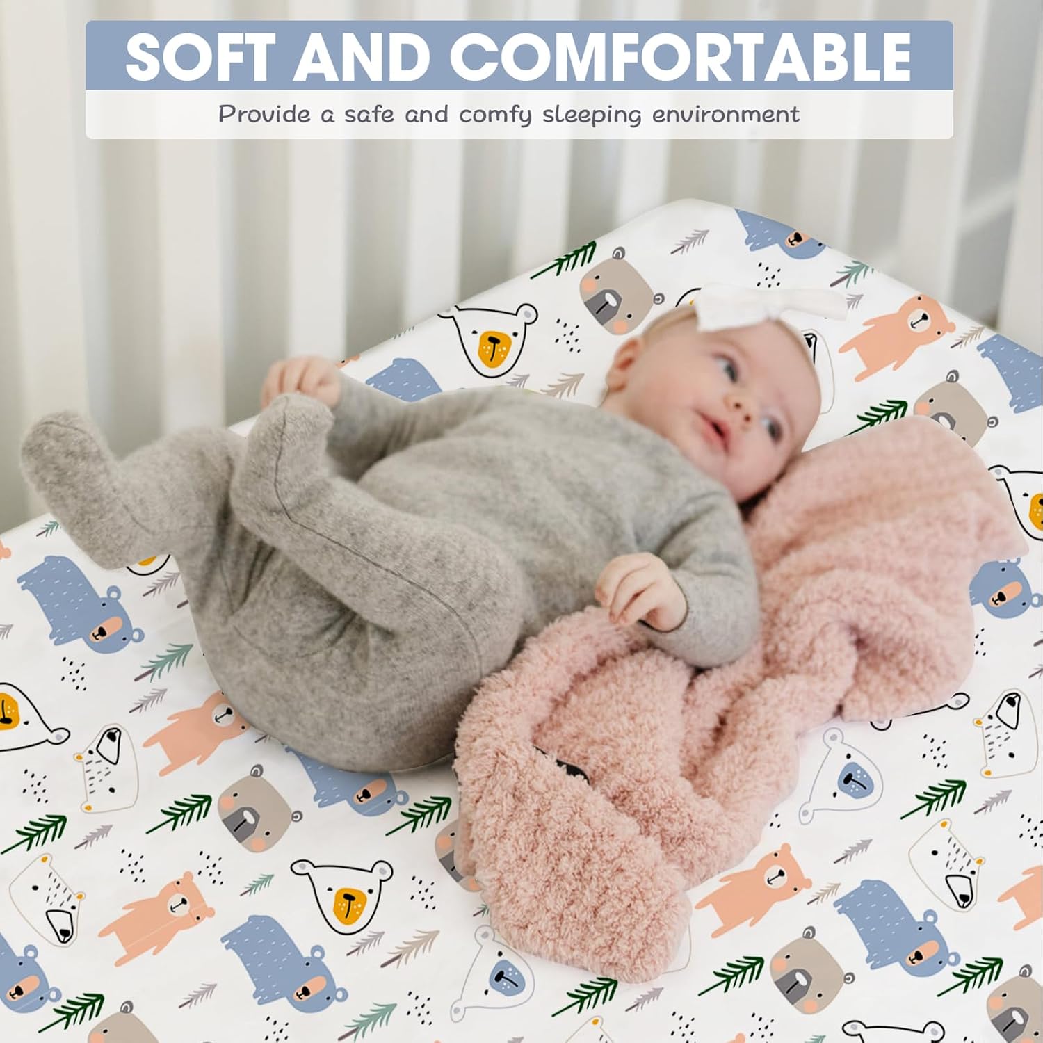 Thumbnail 2 de Little Grape Land 140 x 70 cm Fitted Cot Bed Sheets – 4 Pack