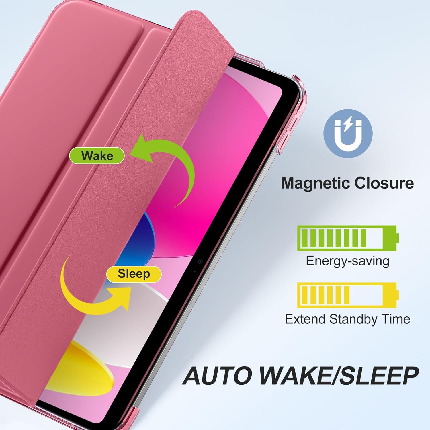 Thumbnail 4 de DriveGo Case with Screen Protector for iPad A16 11th/10th Gen (2025/2022) – Slim Translucent Back, Auto Sleep/Wake, Pink
