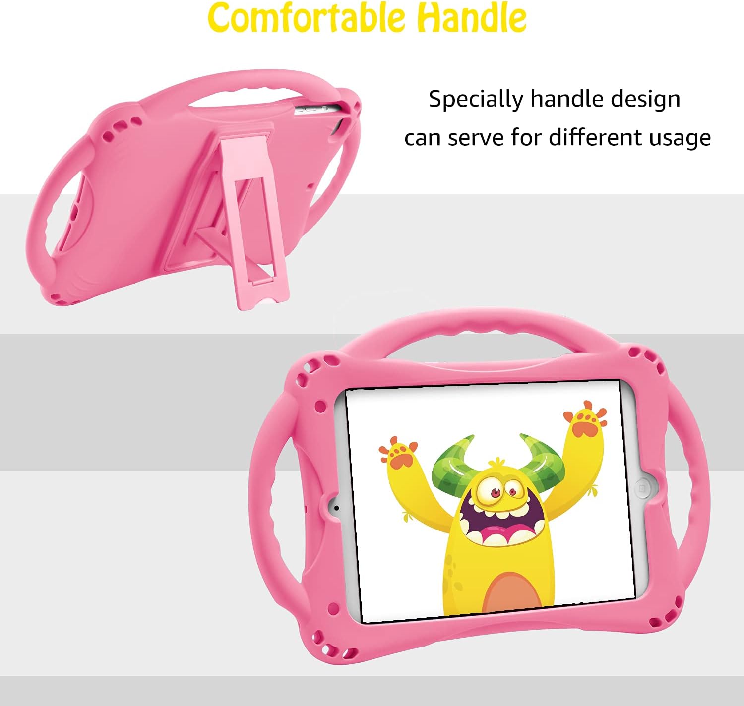 Detalle de TopEsct Kids Case for iPad Mini (All Generations) – Shockproof Silicone Case with Handle and Stand (Pink)