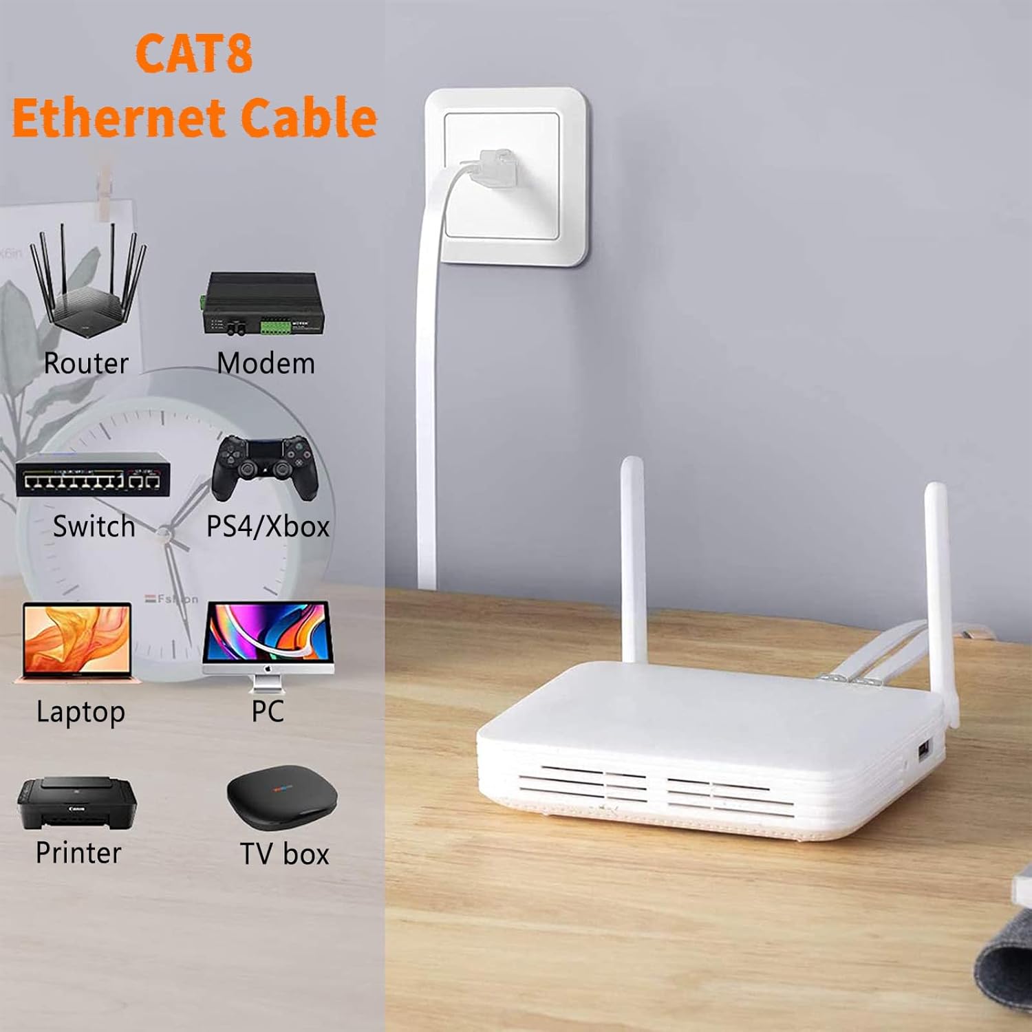 Thumbnail 4 de Ercielook Cavo Ethernet Cat 8 20m: cavo LAN schermo completo per velocità fino a 40 Gbps