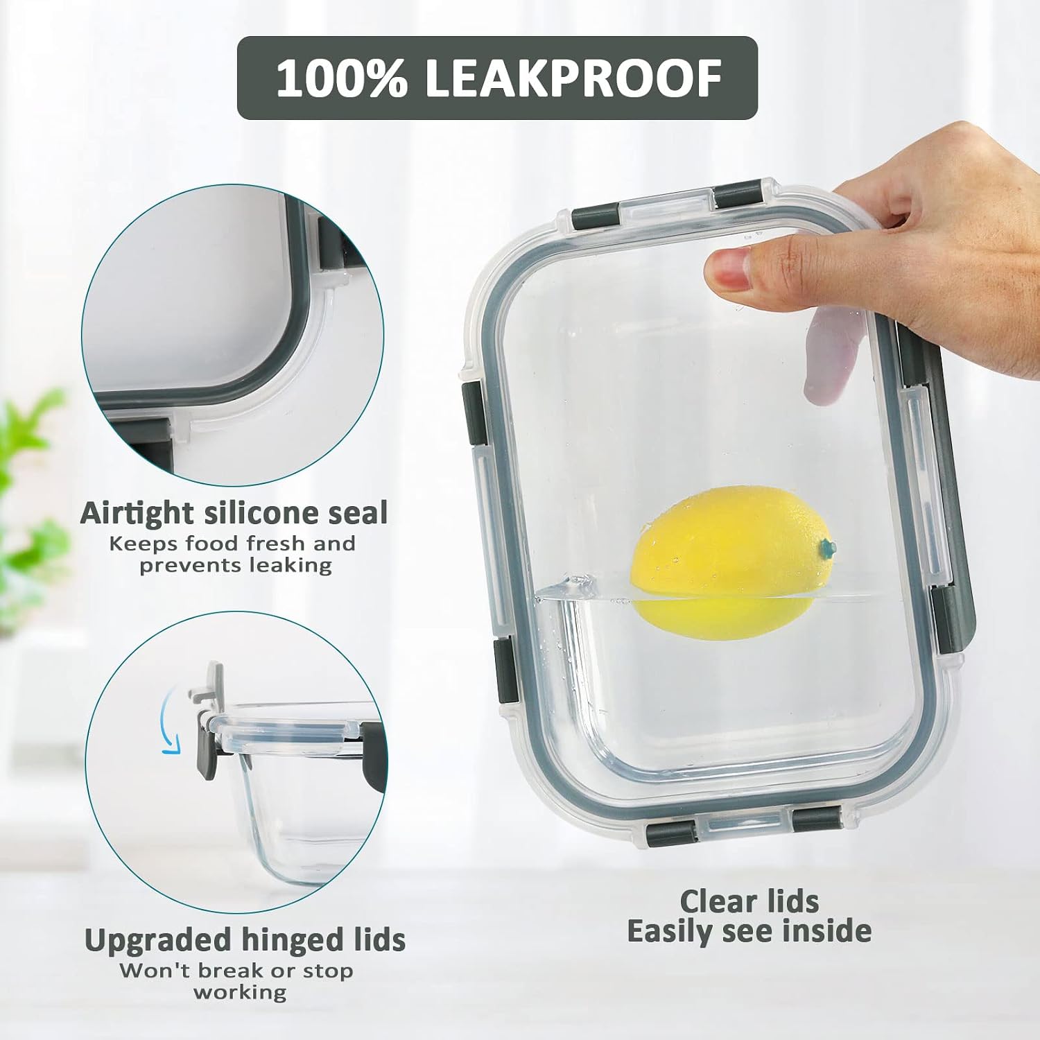 Thumbnail 3 de M MCIRCO 67.4oz Extra Large Glass Storage Containers Set (6 Pack) with Airtight Lids