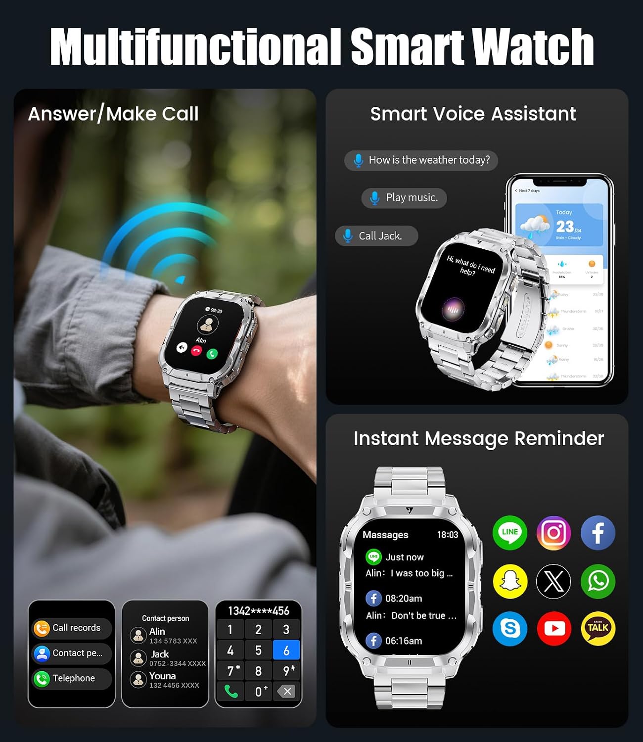 Detalle de LIGE SMART EF22 Reloj 2.0" 1000mAh