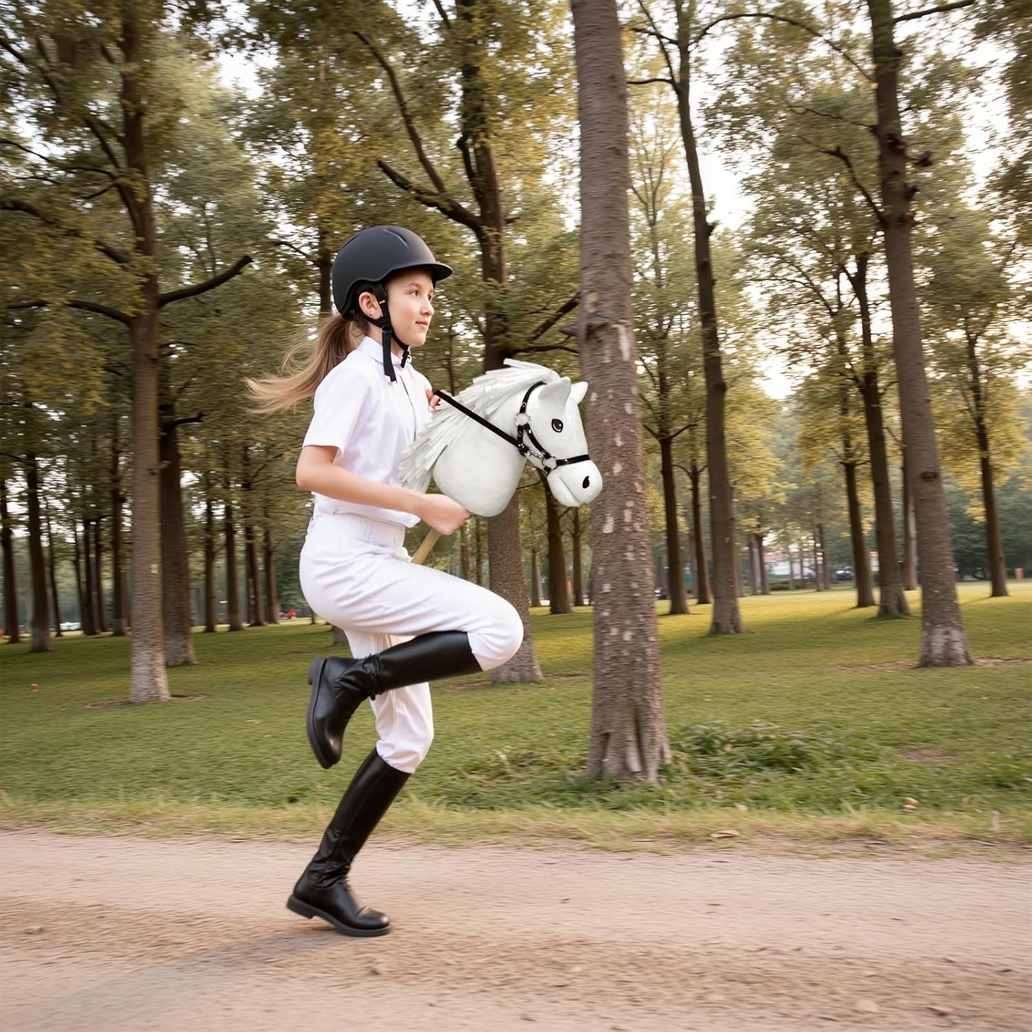 Thumbnail 6 de Bludrfnly Hobby Horse – Steckenpferd für Kinder mit Zaumzeug, Weiß
