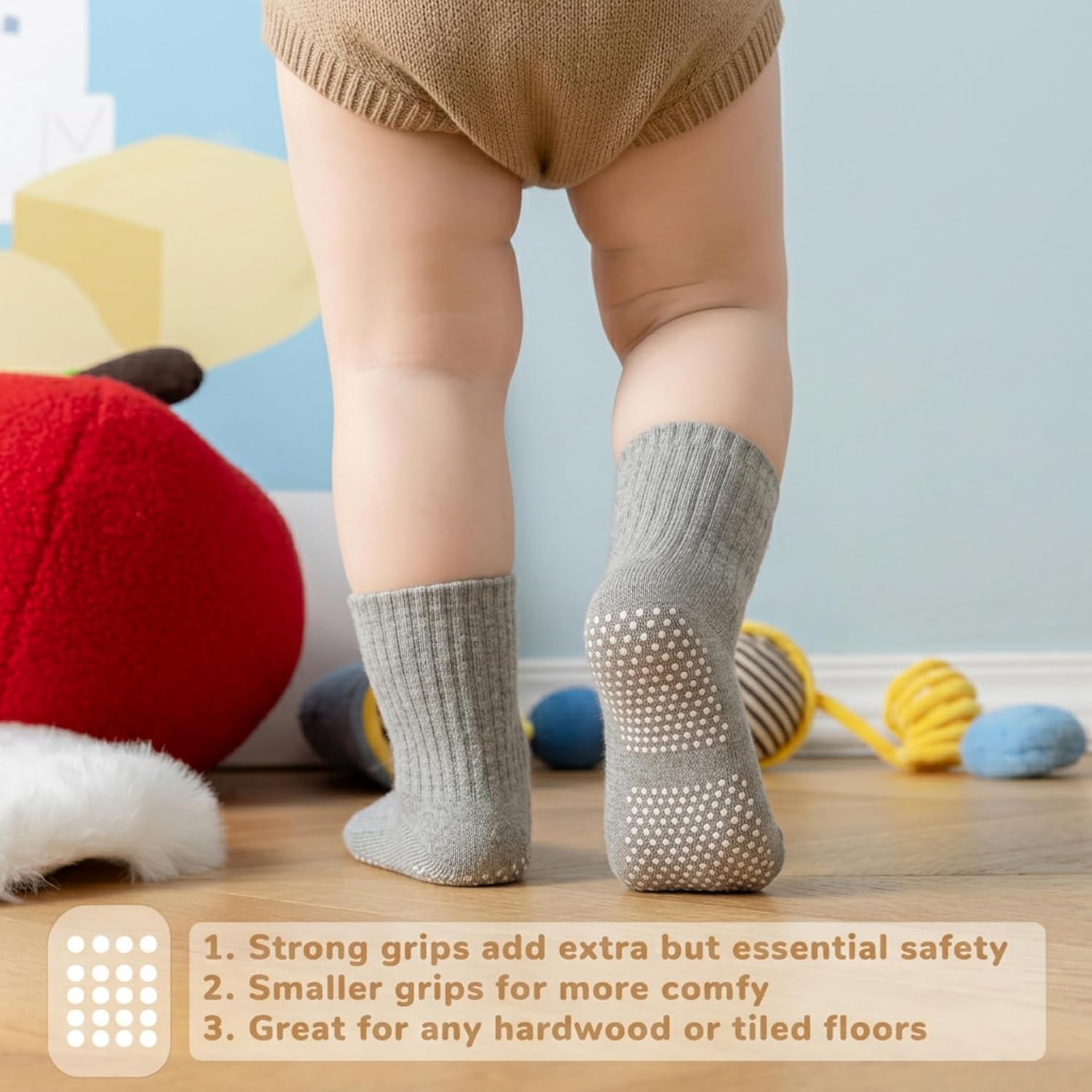 Detalle de EUFANCE Toddler Grip Socks, 9 Pairs
