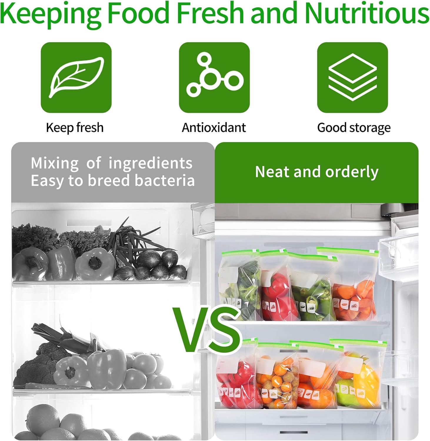 Thumbnail 2 de Freezer Bags Ziplock 60pcs (4.55L) BPA-free large food storage bags with writable area