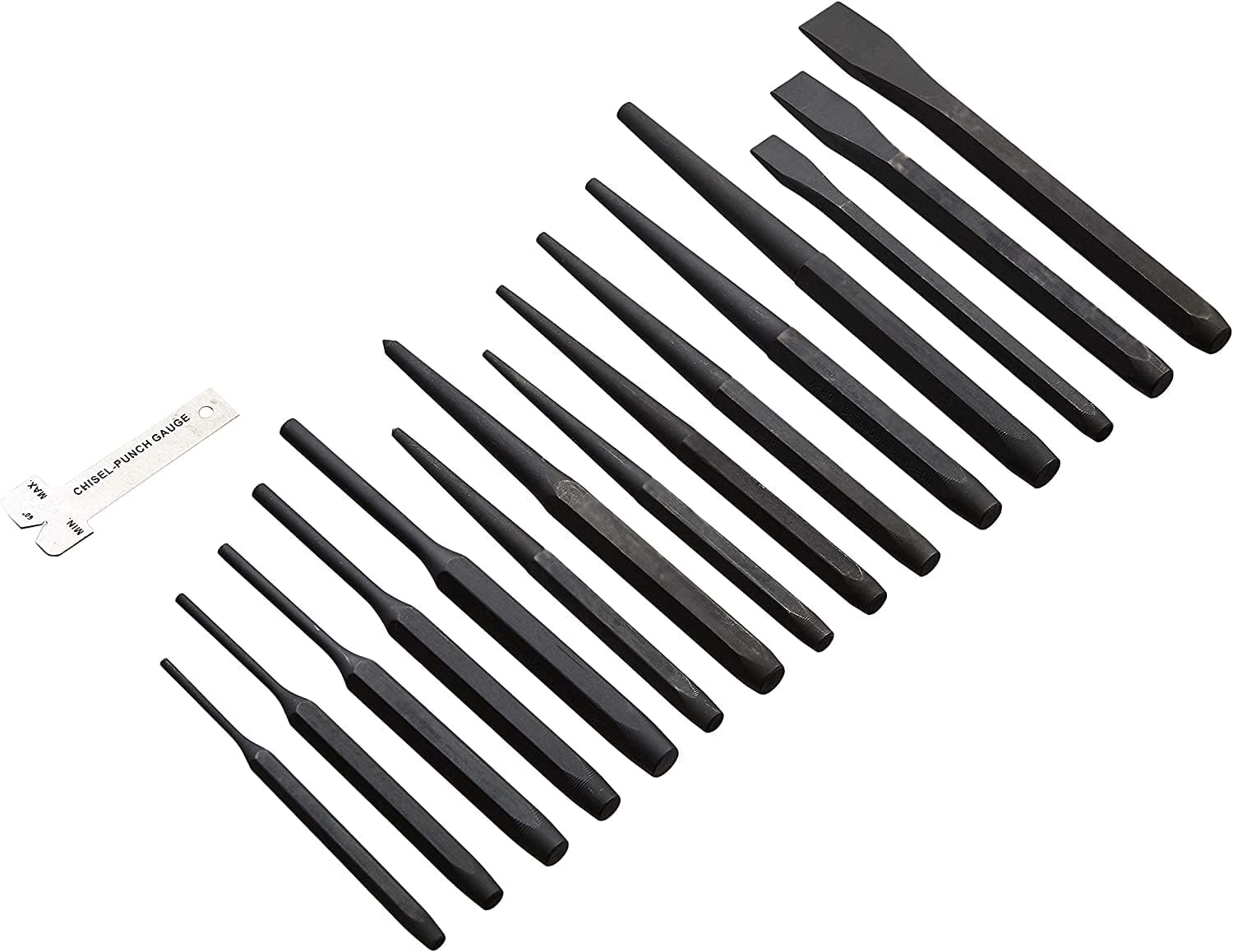 Detalle de Amazon Basics Stabiles Locher- und Meißel-Set aus Chrom-Vanadium-Stahl (16-tlg.)