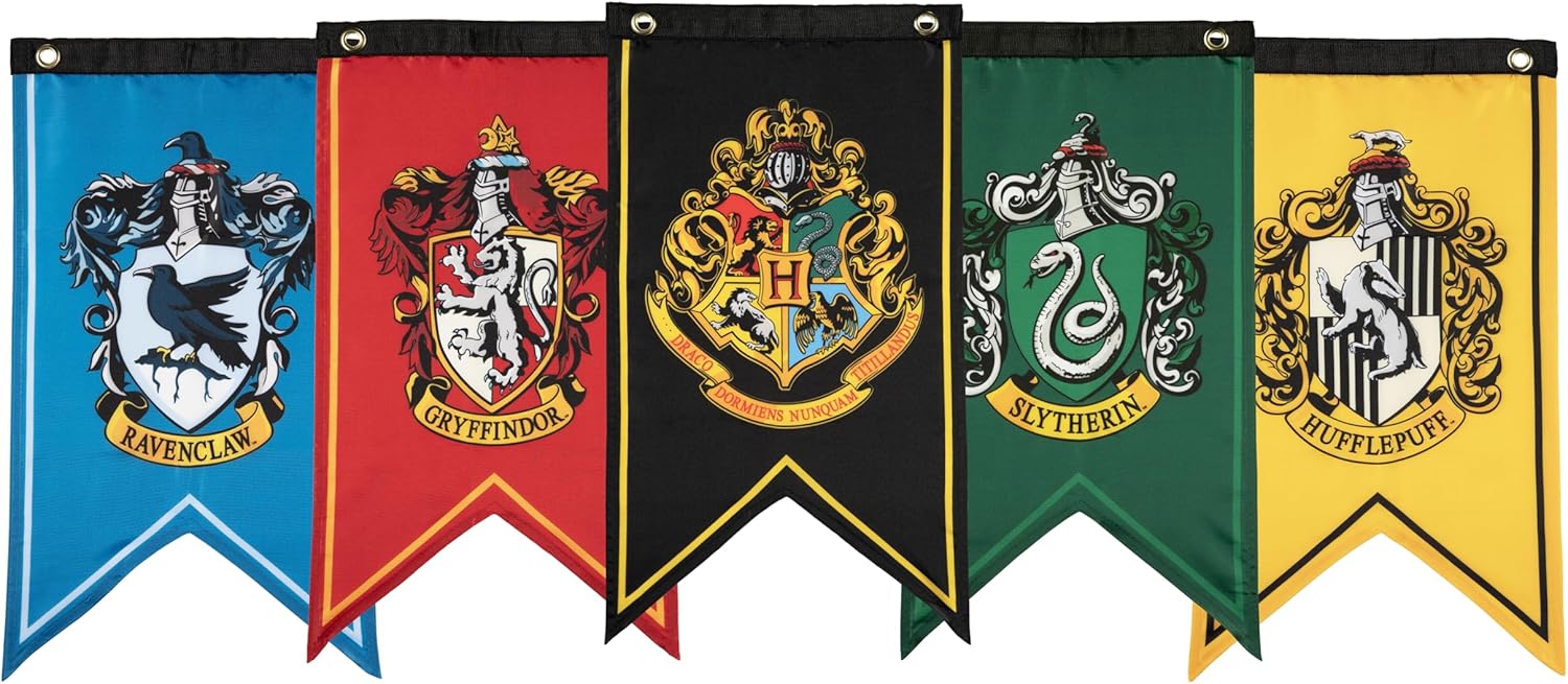 Conquest Journals Harry Potter Wizarding House Banner Flag Set (5 Flags, 20x12 in)