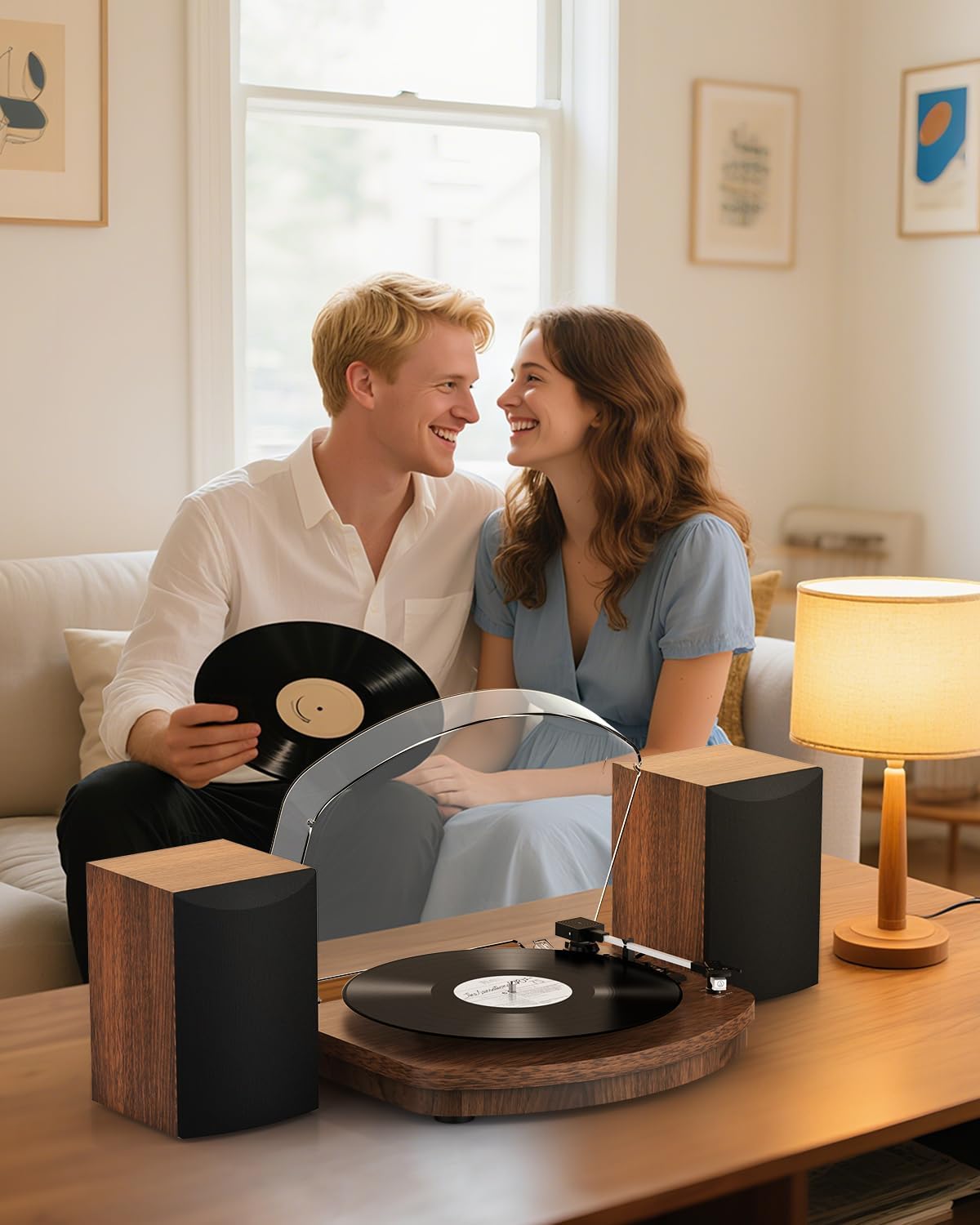 Thumbnail 6 de Retrolife Platine vinyle avec deux haut-parleurs stéréo et cartouche AT-3600L (3 vitesses 33/45/78) – Sortie RCA vintage
