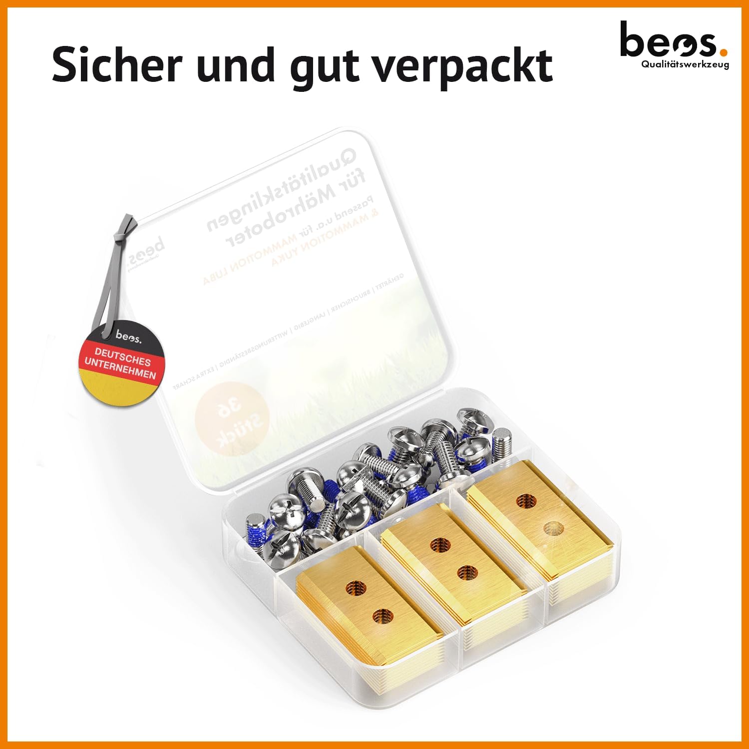 Thumbnail 6 de BEOS 36x Premium Titan Ersatzmesser + Schrauben mit Sicherung – kompatibel mit Mammotion LUBA, LUBA 2, YUKA, LUBA Mini & YUKA Mini