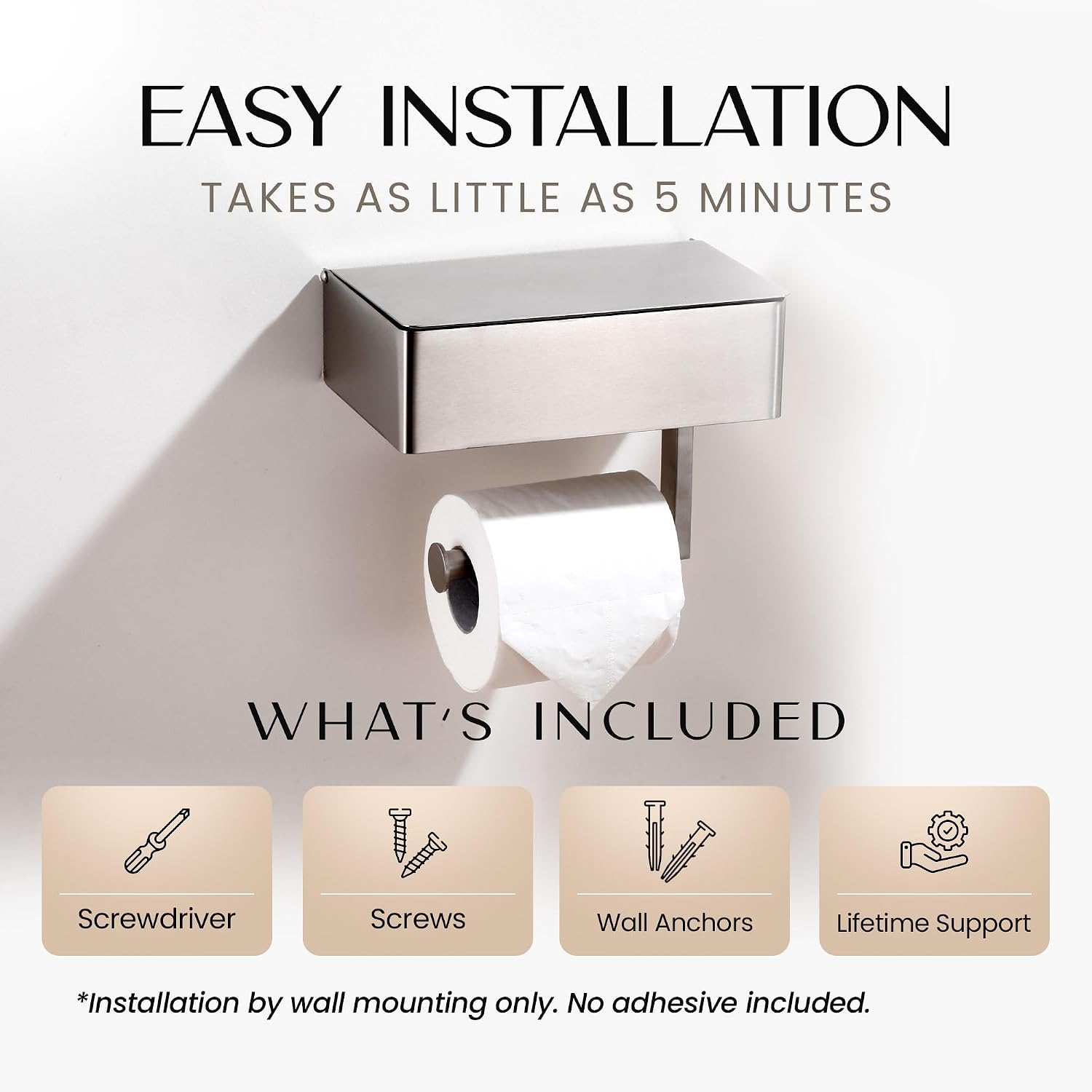 Thumbnail 4 de Day Moon Designs 0U-IXBR-DOSP Toilet Paper Holder with Shelf, Brushed Nickel