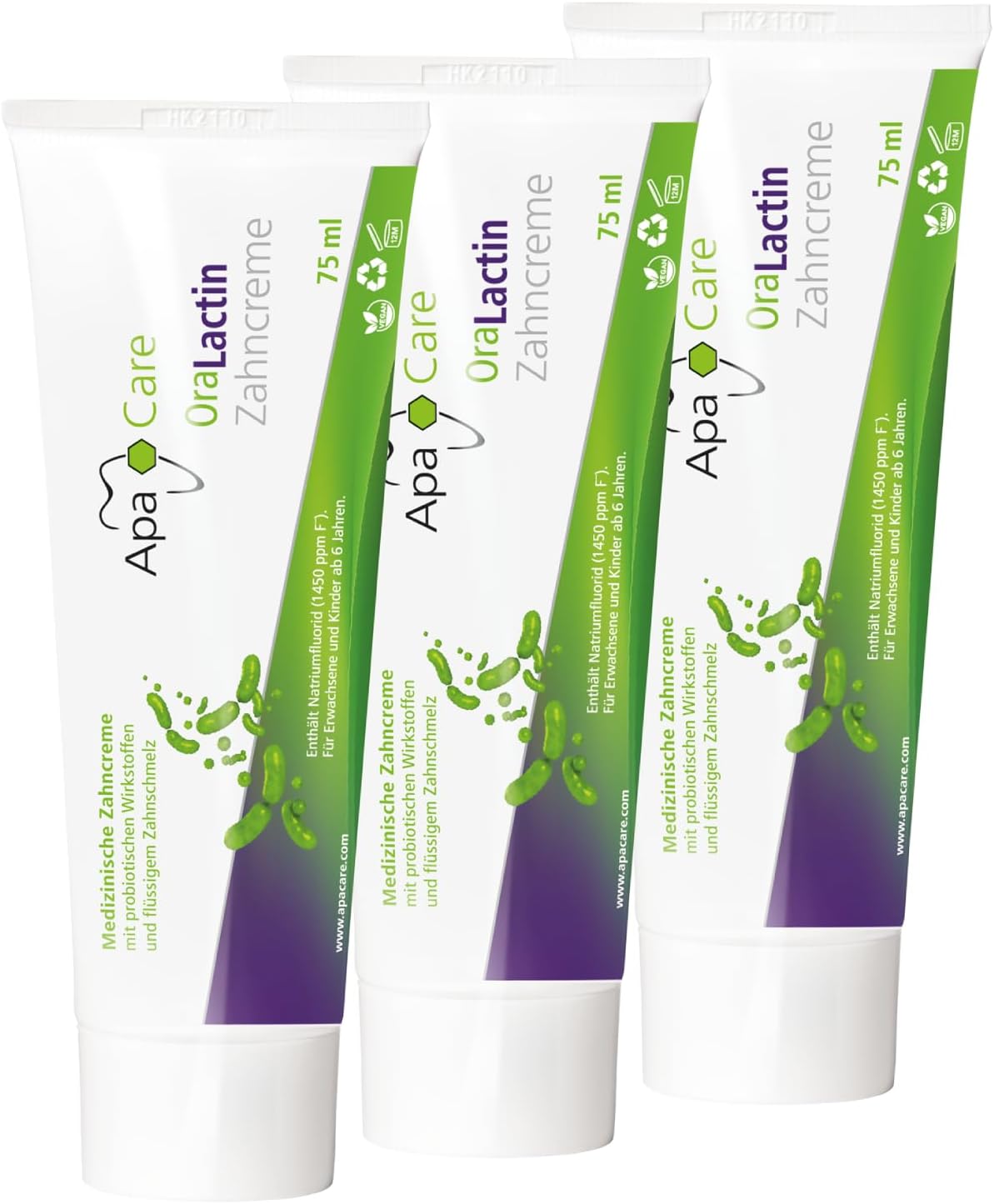 Detalle de Dentifricio rimineralizzante OraLactin con smalto liquido e fluoro – 3x75 ml