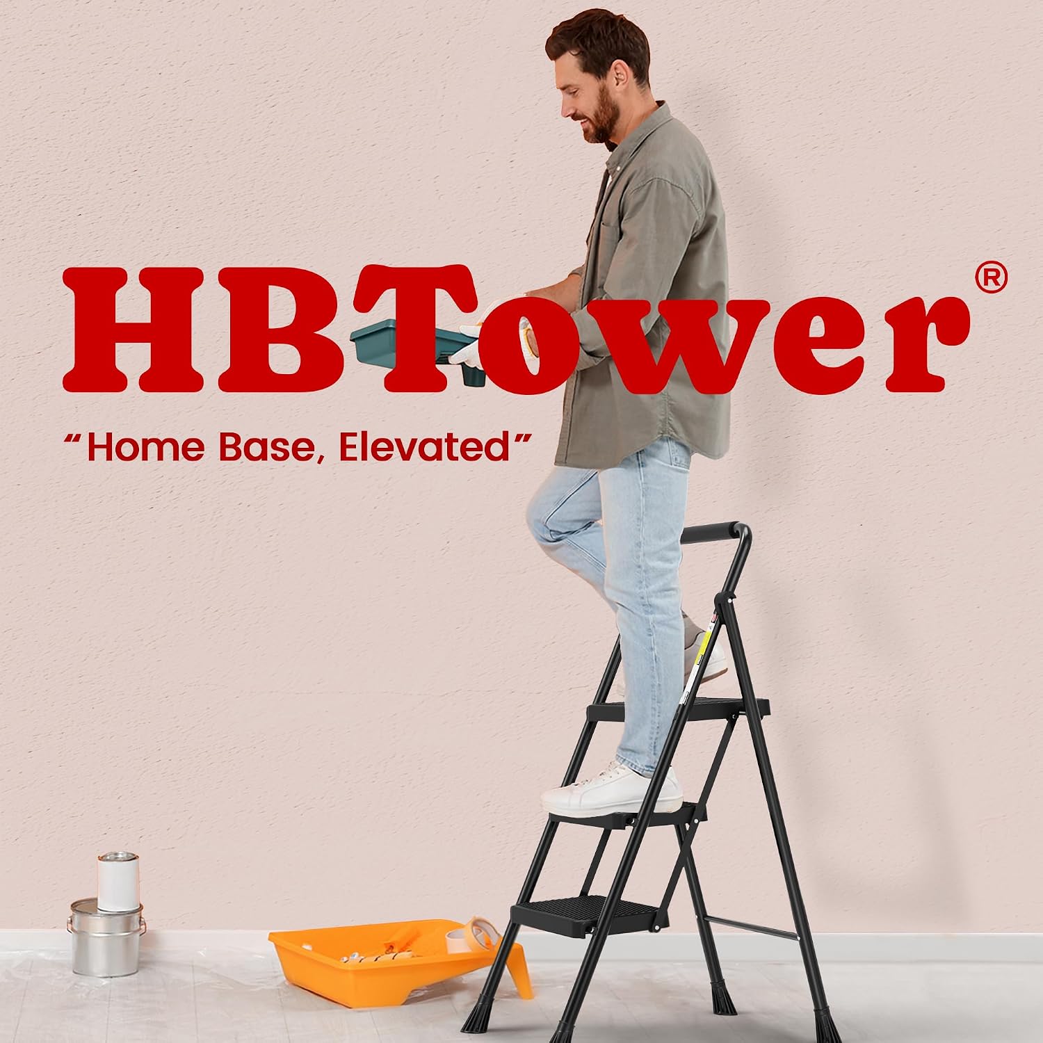 Thumbnail 6 de HBTower Folding Step Ladder, Steel