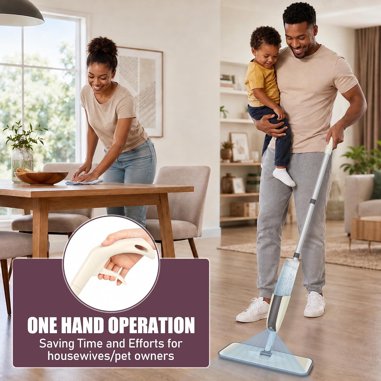 Thumbnail 1 de MEXERRIS Wet Mop with 3 Washable Pads — Spray Mop for Hardwood, Tile, Laminate & More