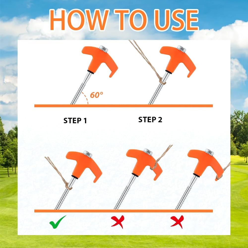 Thumbnail 3 de 10 Stück drehbare Schraub-Zeltheringe (20 cm) mit Gewinde – Camping & Outdoor Bodenzubehör