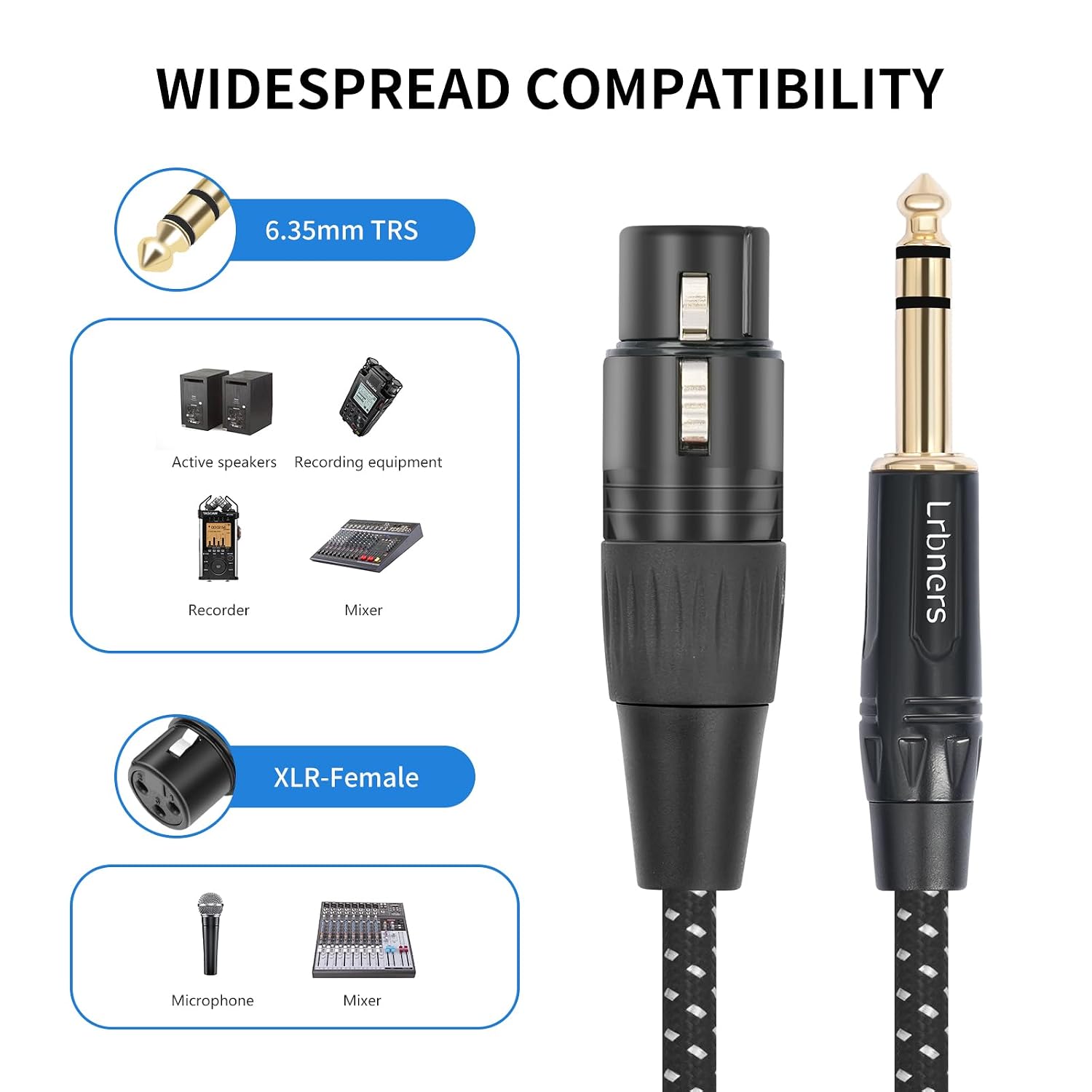 Detalle de Lrbners TC145BXK07-20 TRS-to-XLR Audio Cable, 6.6-Foot 2-Pack