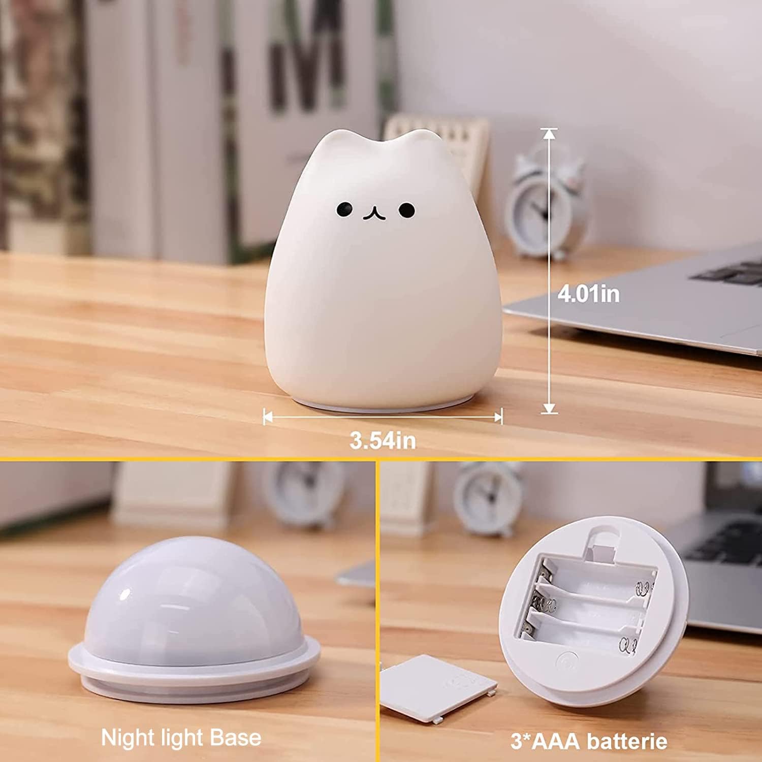 Thumbnail 1 de Lampe de nuit chat en silicone ZKLiLi — veilleuse portable tactile pour chambre d’enfant