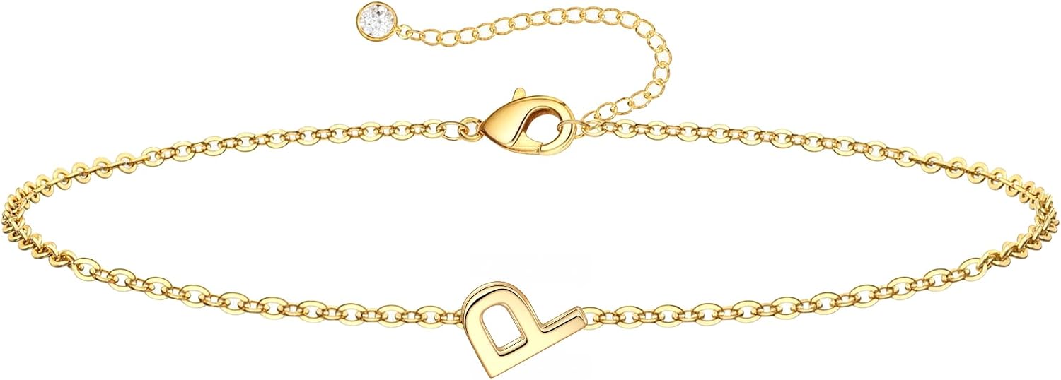 Detalle de TINGN Gold/Silber Armband mit Initialen – 18K vergoldet, zierlich, personalisiert (Größe 15 + 5 cm)
