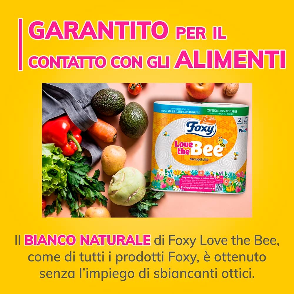 Thumbnail 4 de Foxy Love the Bee - Asciugatutto 28 rotoli 2 veli Plus+ | FSC, 60 strappi/rotolo