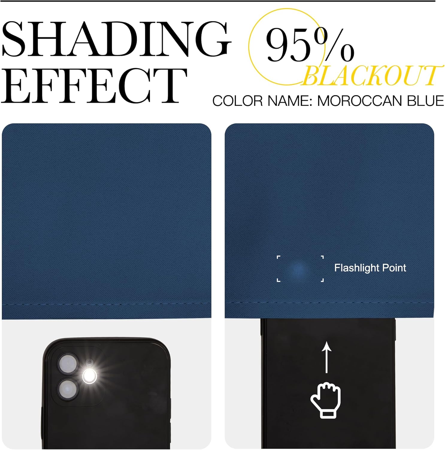 Thumbnail 6 de NICETOWN Moroccan Blue Room Darkening Curtains — 84-Inch, 2 Panels, Thermal Insulated Blackout with Grommets
