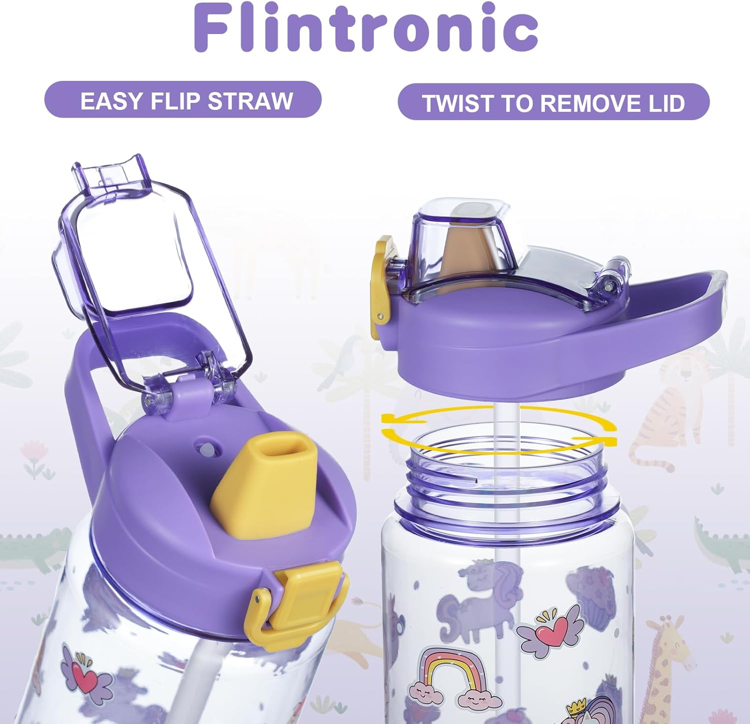 Thumbnail 3 de Flintronic Borraccia Bambini 600ML Unicorn: Tritan sicuro, ampia capacità e design a prova di perdita