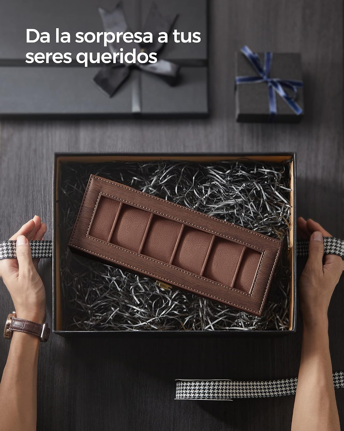 Thumbnail 6 de SONGMICS JWB006K01: caja para 6 relojes con tapa de cristal y cojín extraíble