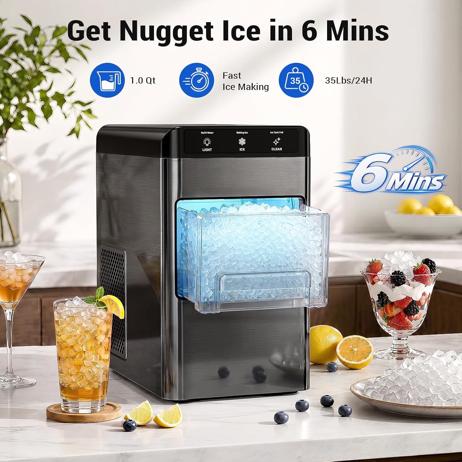 Detalle 2 de Antarctic Star CB24M-C Nugget Ice Maker, 35 lb Daily Output, Self-Cleaning