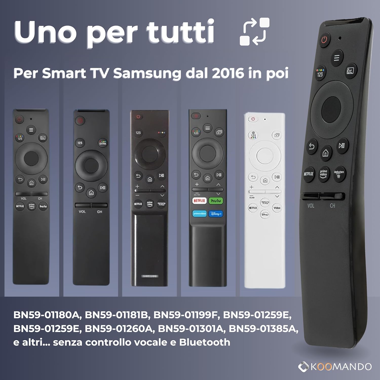 Thumbnail 6 de Koomando Universale per Smart TV Samsung – pronto all’uso IR, tasti Netflix/Prime/Rakuten