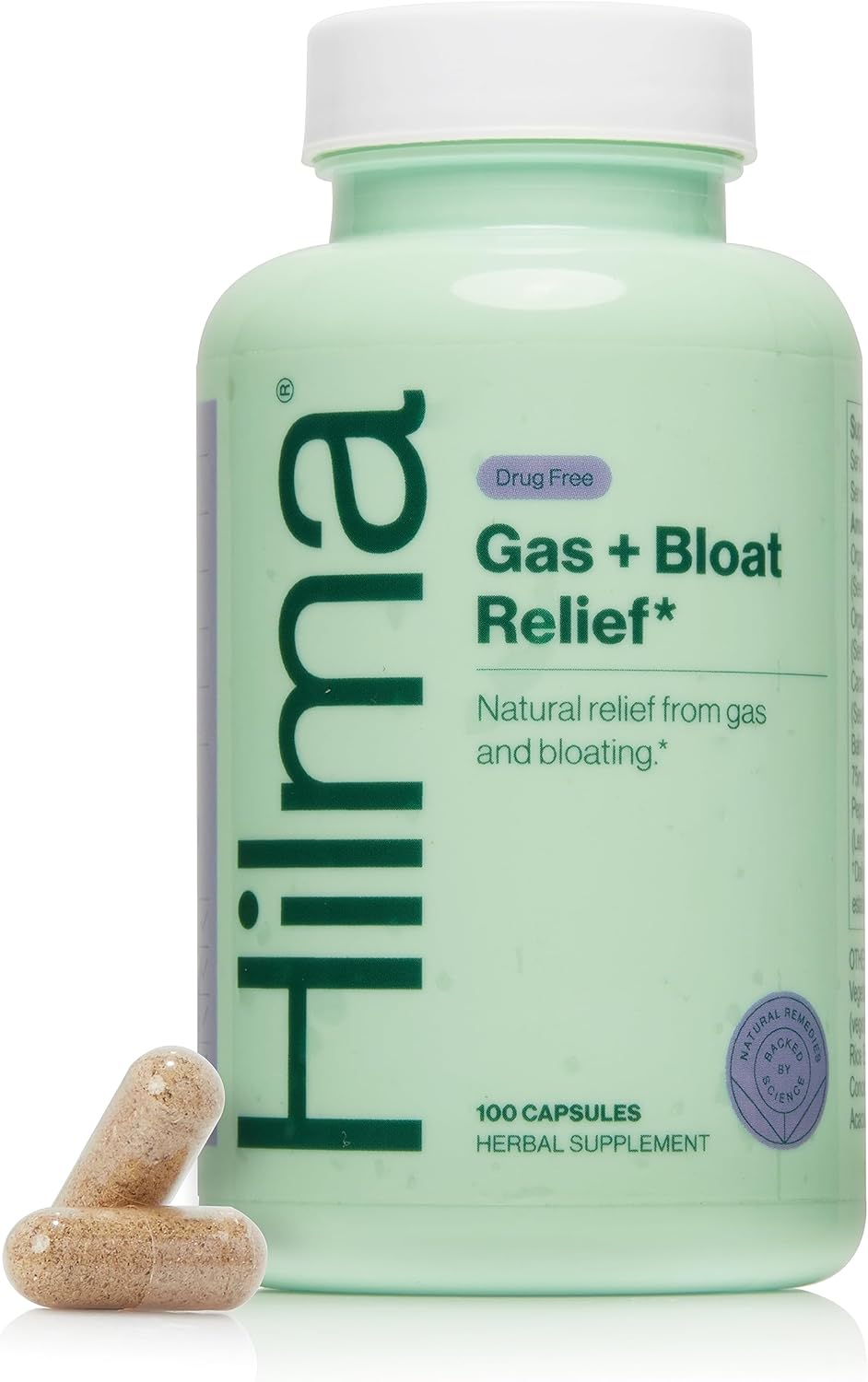 Hilma Bloating Relief with Fennel & Peppermint, 100 capsules