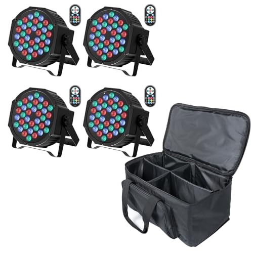 Detalle de U`King set da 4 fari PAR LED RGB da 72 W con telecomando e borsa