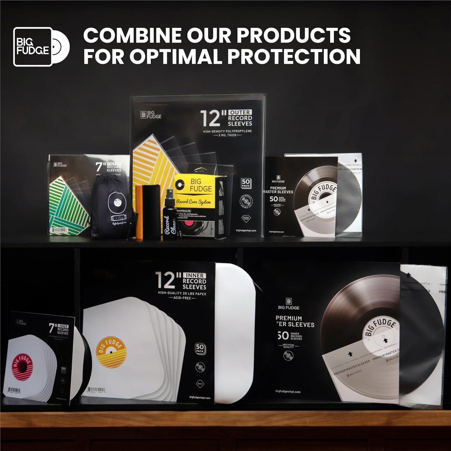 Thumbnail 5 de Big Fudge 12" Vinyl Record Sleeves (Outer Sleeves) 50-Pack — Crystal Clear HD Polypropylene Covers