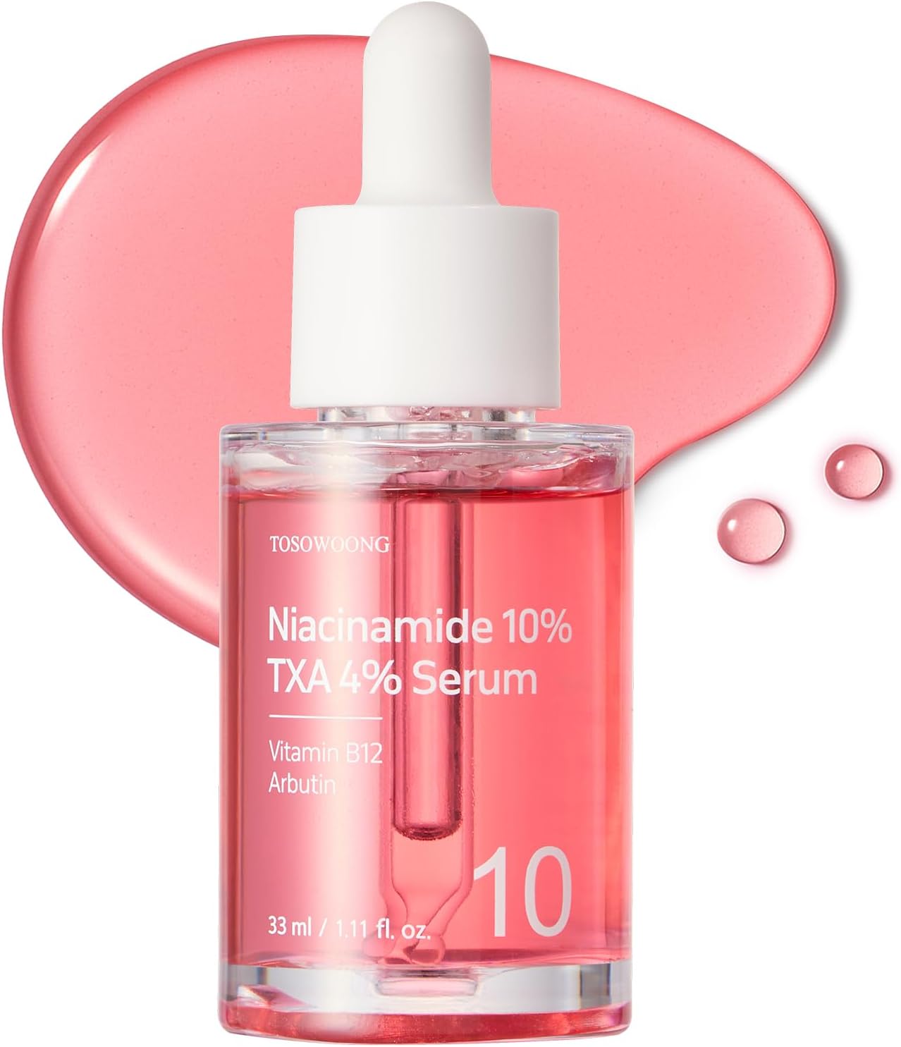 Detalle de TOSOWOONG Siero Viso con Niacinamide 10%, TXA 4% e Arbutina – Texture fresca, effetto uniforme