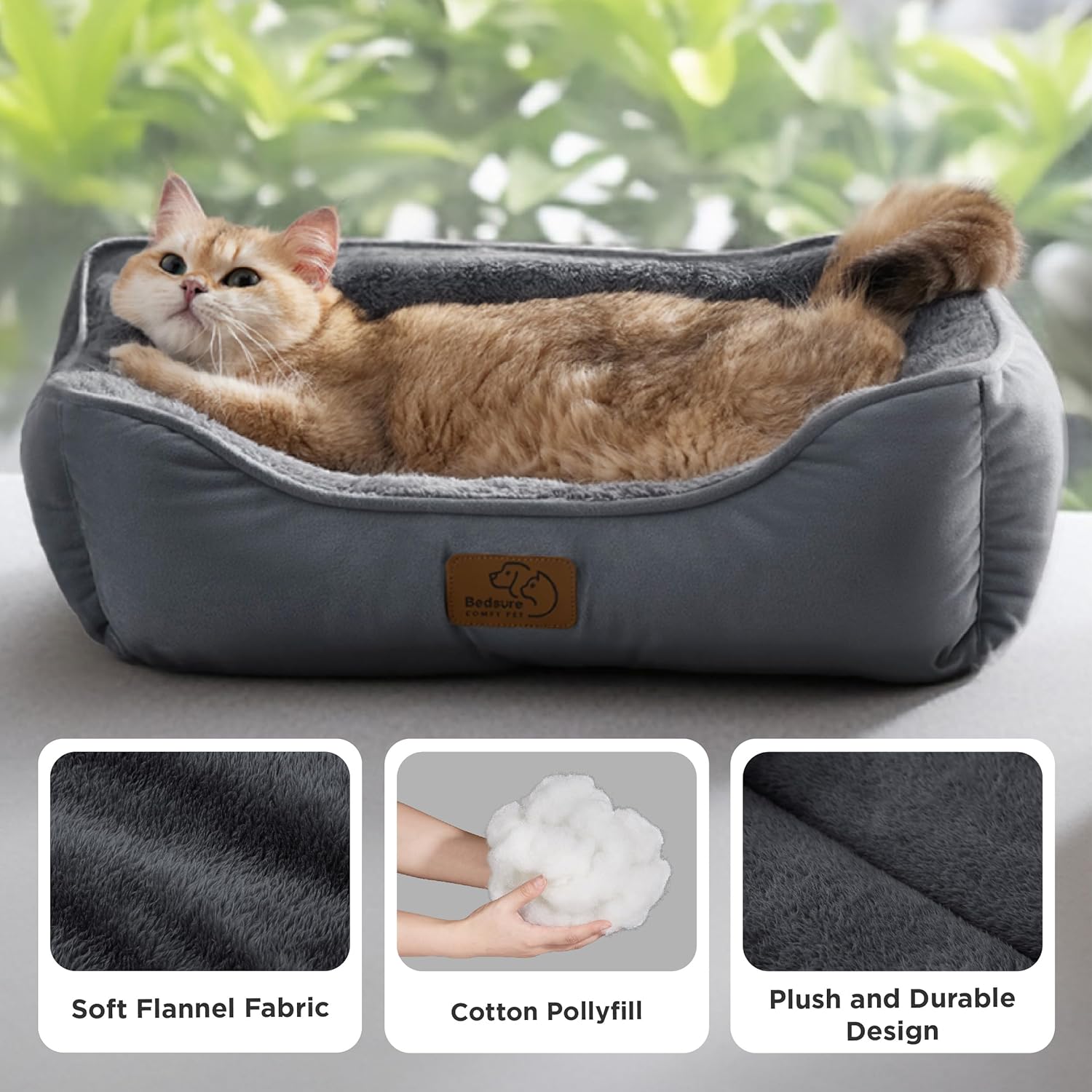 Thumbnail 1 de Bedsure Sherpa Cat & Dog Pet Bed (51x41 cm) in Dark Grey with Anti-Slip Base