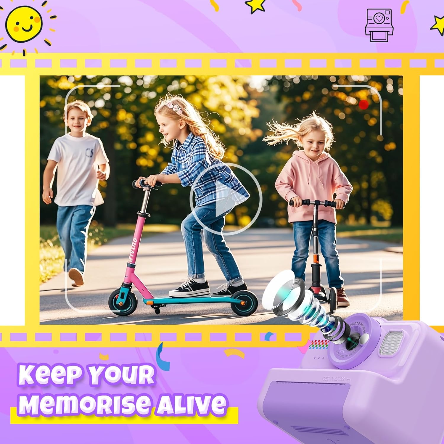 Thumbnail 3 de HiMont Kids Camera 1080P instant print camera