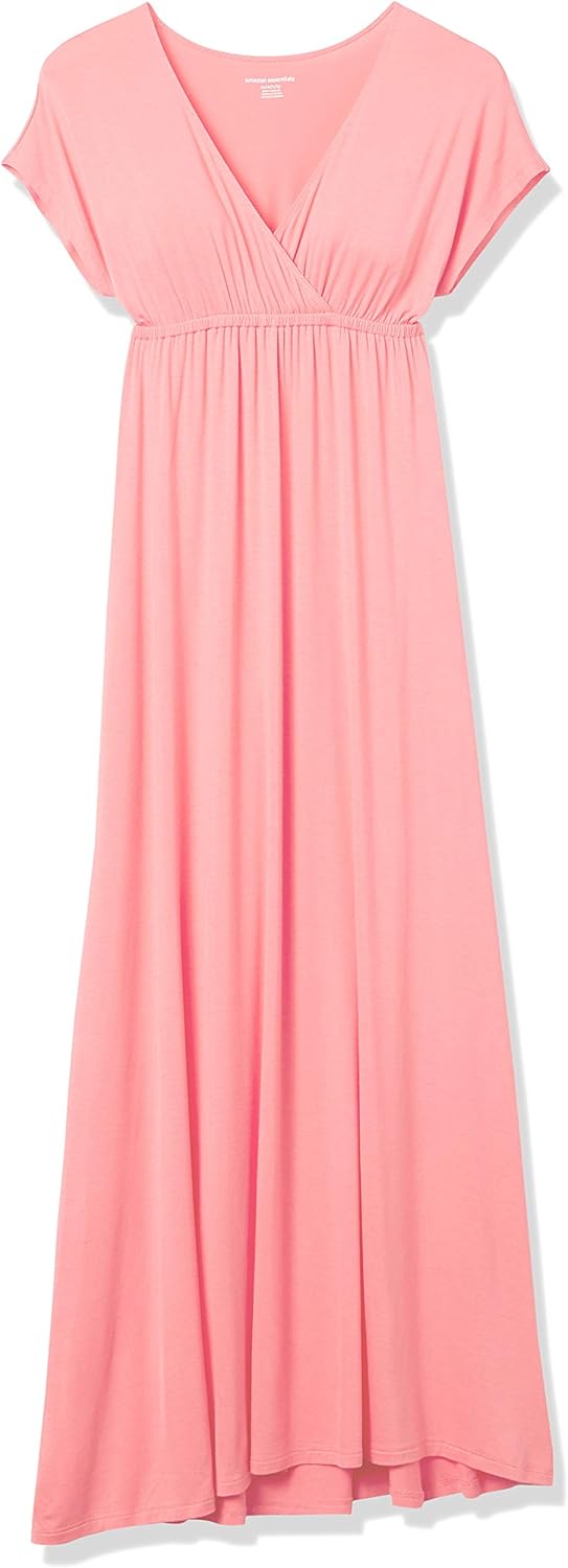 Detalle de Amazon Essentials Women's V Neck Short Sleeve Waisted Maxi Dress (Plus Size Available)