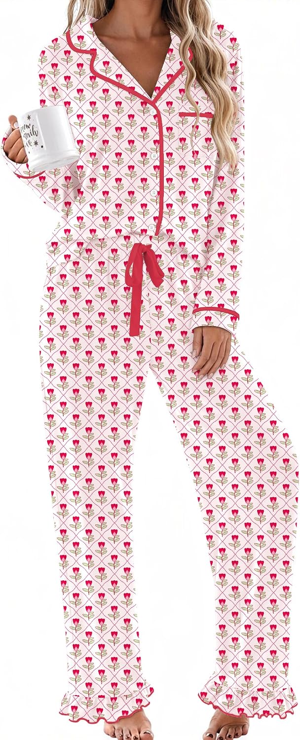 Detalle de Ekouaer Women's Pajama Set Long Sleeve