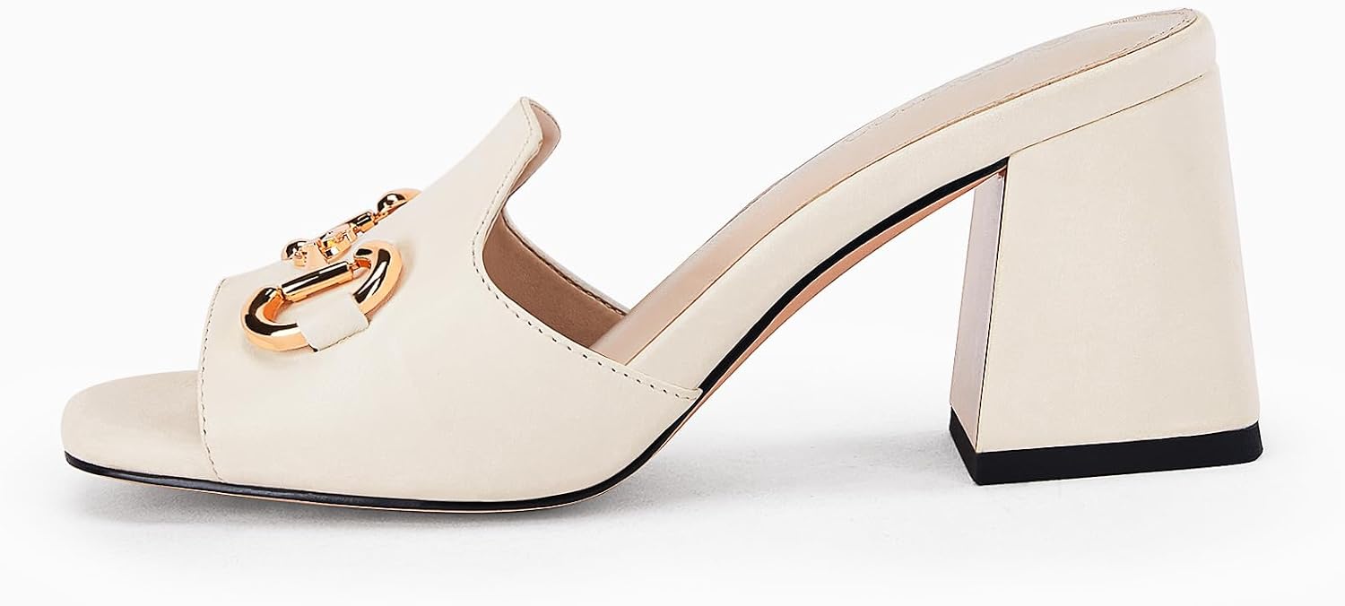 Thumbnail 2 de Gihubafuil Women's Peep Toe Slides with Chunky Heel and Metal Chain
