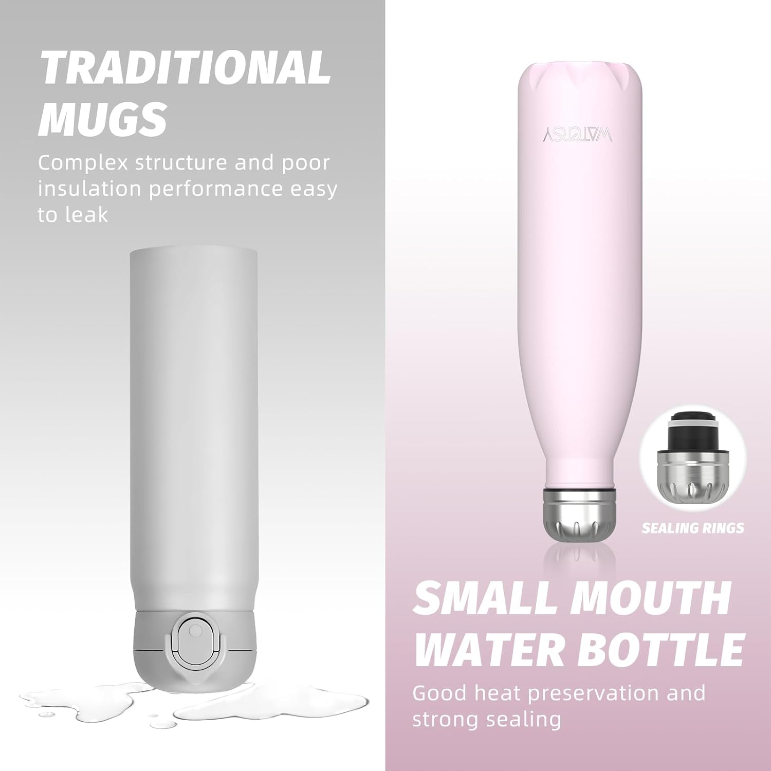 Thumbnail 6 de WATERSY Stainless Steel Insulated Bottle 500ml – Cherry Blossoms