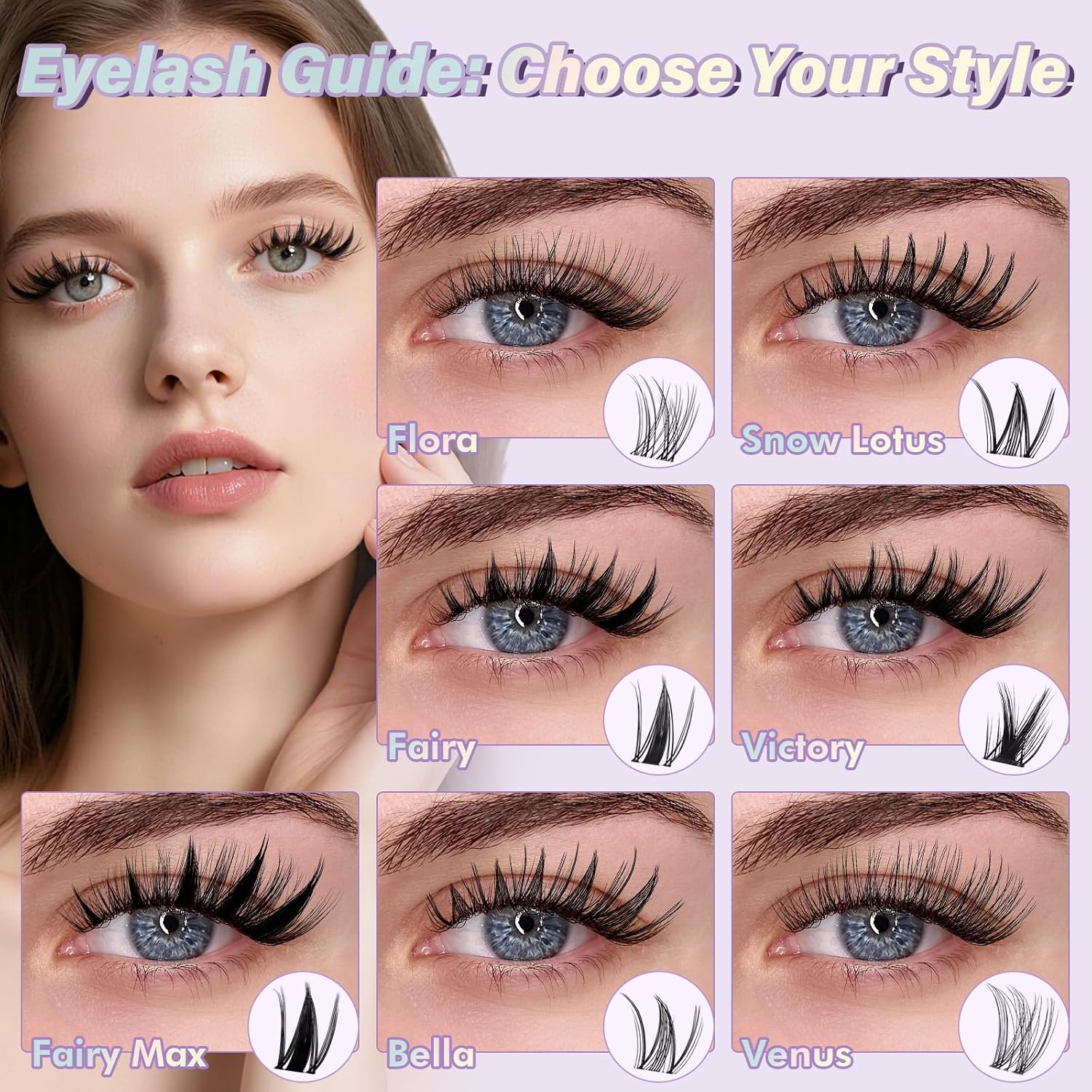 Thumbnail 4 de B&Q Fairy Lash Clusters Kit (DIY Manga Lashes) — 144pcs Wispy Clusters with 0.3mm Invisible Band