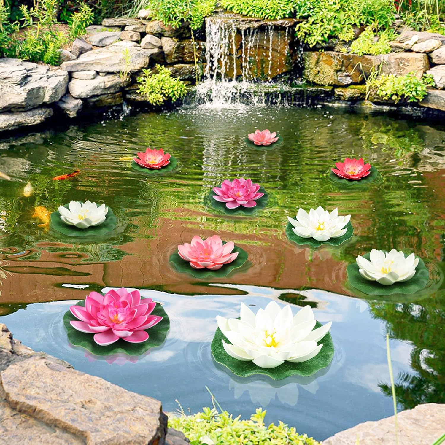 Thumbnail 5 de QUOZUO 1216-QEUQU drijvende kunstmatige lotusbloemen van schuim, set van 10